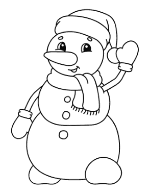 Free Download PDF Books, Snowman Cute Waving Snowman Santa Hat Template