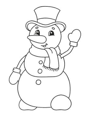 Free Download PDF Books, Snowman Cute Waving Top Hat Gloves Template