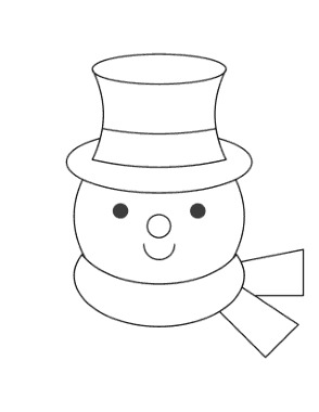 Free Download PDF Books, Snowman Simple Snowman Head Outline With Top Hat Scarf Template