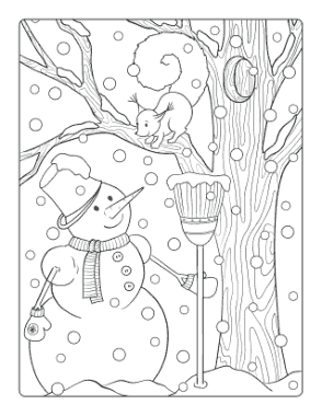 Free Download PDF Books, Snowman Snowing Squirrel Tree Template