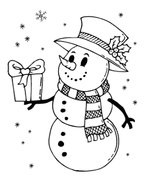 Free Download PDF Books, Snowman Vintage Style Top Hat Holly Holding Gift Template