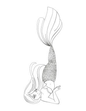Free Download PDF Books, Mermaid Laying On Side Coloring Template