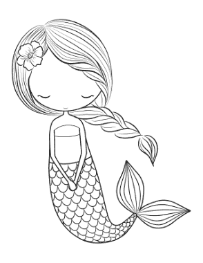 Free Download PDF Books, Mermaid Plaited Hair Flower Coloring Template
