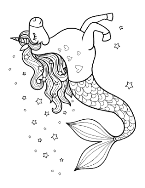 Free Download PDF Books, Mermaid Sea Horse Tail Coloring Template