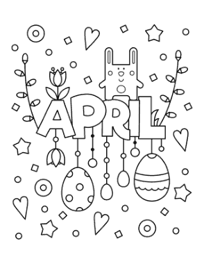 Free Download PDF Books, Cute April Poster To Color Spring Coloring Template