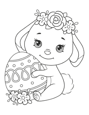 Free Download PDF Books, Cute Bunny Easter Egg Flowers Spring Coloring Template