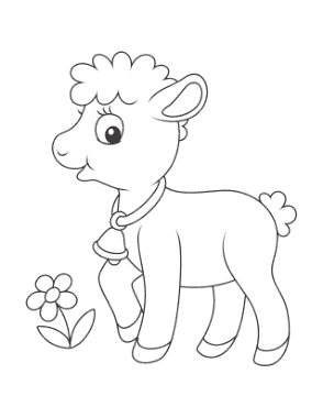 Free Download PDF Books, Cute Lamb Preschoolers Spring Coloring Template