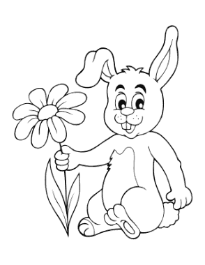 Free Download PDF Books, Cute Rabbit With Flower Cartoon Spring Coloring Template