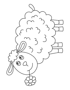 Free Download PDF Books, Cute Sheep Flower Spring Coloring Template