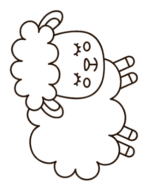 Free Download PDF Books, Cute Sheep Outline Spring Coloring Template