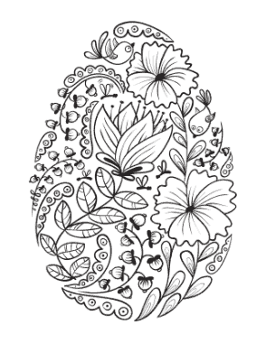 Free Download PDF Books, Egg of Flowers Spring Coloring Template
