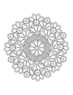 Free Download PDF Books, Flower Mandala Doodle Spring Coloring Template