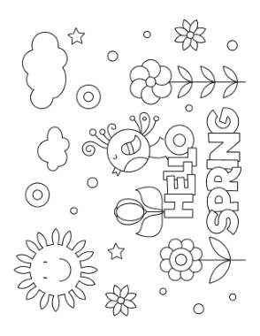 Free Download PDF Books, Hello Kids Poster To Color Spring Coloring Template