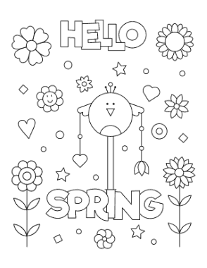Free Download PDF Books, Hello Poster To Color Spring Coloring Template