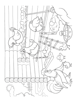 Free Download PDF Books, Mother Hens Nests Chicks Spring Coloring Template