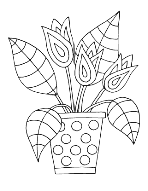 Free Download PDF Books, Tulips In Pot Spring Coloring Template