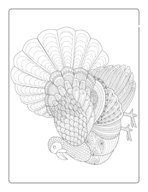 Free Download PDF Books, Thanksgiving Turkey Zentangle For Adults Coloring Template
