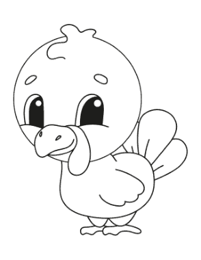 Free Download PDF Books, Turkey Cute Cartoon Baby Turkey Coloring Template