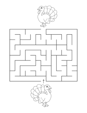 Free Download PDF Books, Turkey Maze To Color Coloring Template