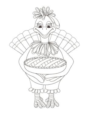 Free Download PDF Books, Turkey Mother Turkey Holding Pie Coloring Template