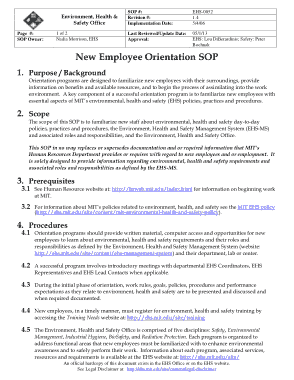 Free Download PDF Books, Employee Orientation Sample SOP Template