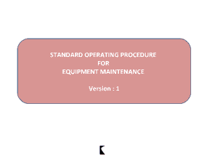 Free Download PDF Books, Equipment Maintenance Sample SOP Template