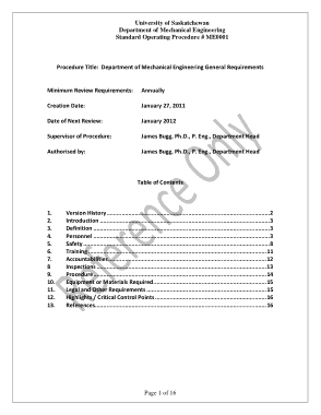 Free Download PDF Books, Mechanical Engineering SOP Template
