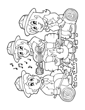 Free Download PDF Books, Campfire Guitar Marshmallows Summer Coloring Template