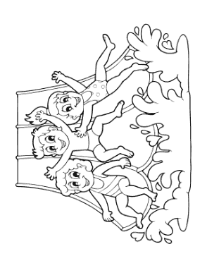 Free Download PDF Books, Children Waterslide Summer Coloring Template