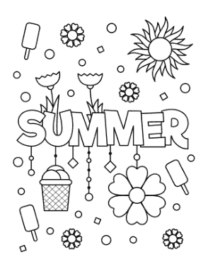 Free Download PDF Books, For Kids Summer Coloring Template
