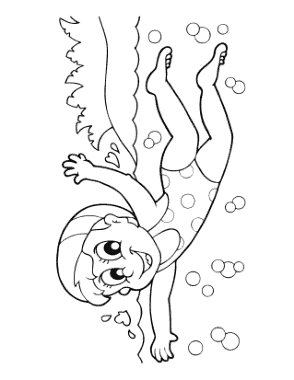 Free Download PDF Books, Girl Swimming Summer Coloring Template