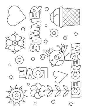 Free Download PDF Books, Ice Cream Love Summer Summer Coloring Template