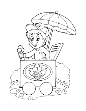 Free Download PDF Books, Ice Cream Stand Summer Coloring Template