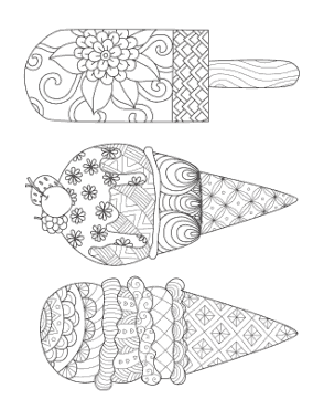 Free Download PDF Books, Icecreams Doodle Summer Coloring Template