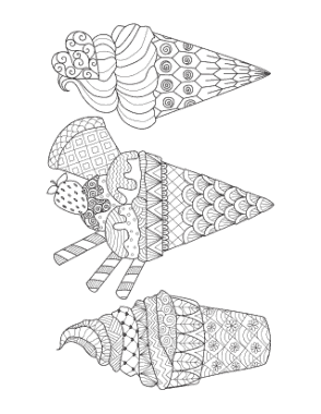 Free Download PDF Books, Intricate Icecreams Summer Coloring Template