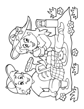 Free Download PDF Books, Picnic Summer Coloring Template