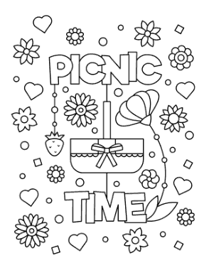 Free Download PDF Books, Picnic Time For Kids Summer Coloring Template