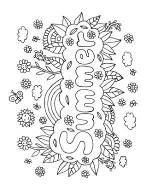 Free Download PDF Books, Rainbow Flowers Sunshine Summer Coloring Template