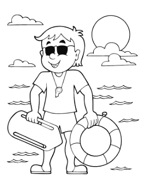 Free Download PDF Books, Surf Life Saver Summer Coloring Template