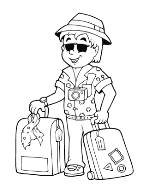 Free Download PDF Books, Travel Vacation Suitcases Summer Coloring Template