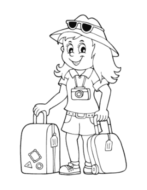 Free Download PDF Books, Vacation Luggage Summer Coloring Template