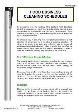 Free Download PDF Books, Food Handling Cleaning Schedule Template
