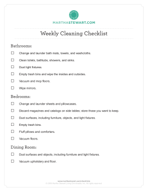 Free Download PDF Books, Weekly Cleaning Checklist Template