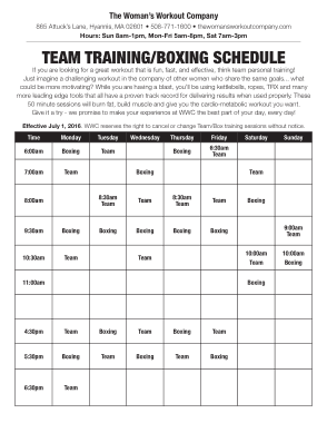 Free Download PDF Books, Team Training Boxing Schedule Template