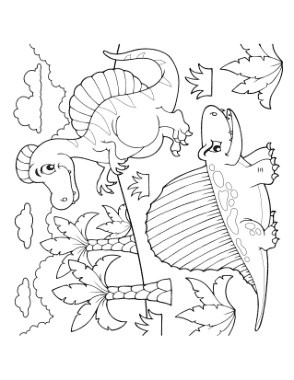 Free Download PDF Books, Cartoon Dimetrodon Spinosaurus Dinosaur Coloring Template