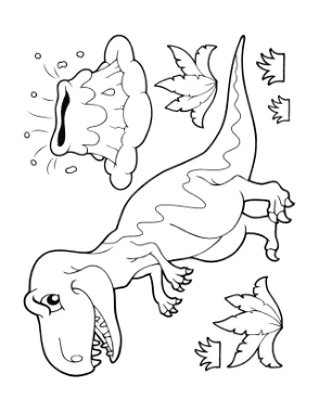 Free Download PDF Books, Cartoon Fierce Dinosaur Volcano Dinosaur Coloring Template