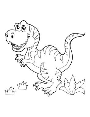 Free Download PDF Books, Cartoon Megalosaurus Ferns Dinosaur Coloring Template