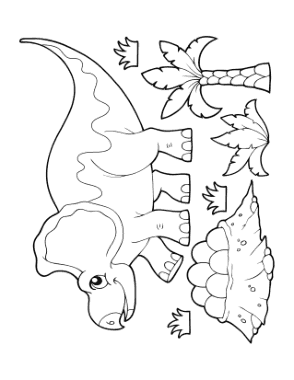 Free Download PDF Books, Cartoon Protoceratops Nest Of Eggs Dinosaur Coloring Template