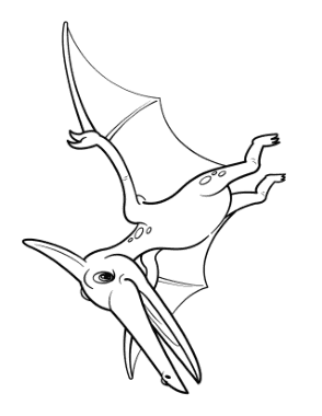 Free Download PDF Books, Cartoon Pteranodon Flying Dinosaur Coloring Template