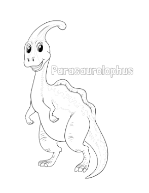 Free Download PDF Books, Cute Parasaurolophus Dinosaur Coloring Template
